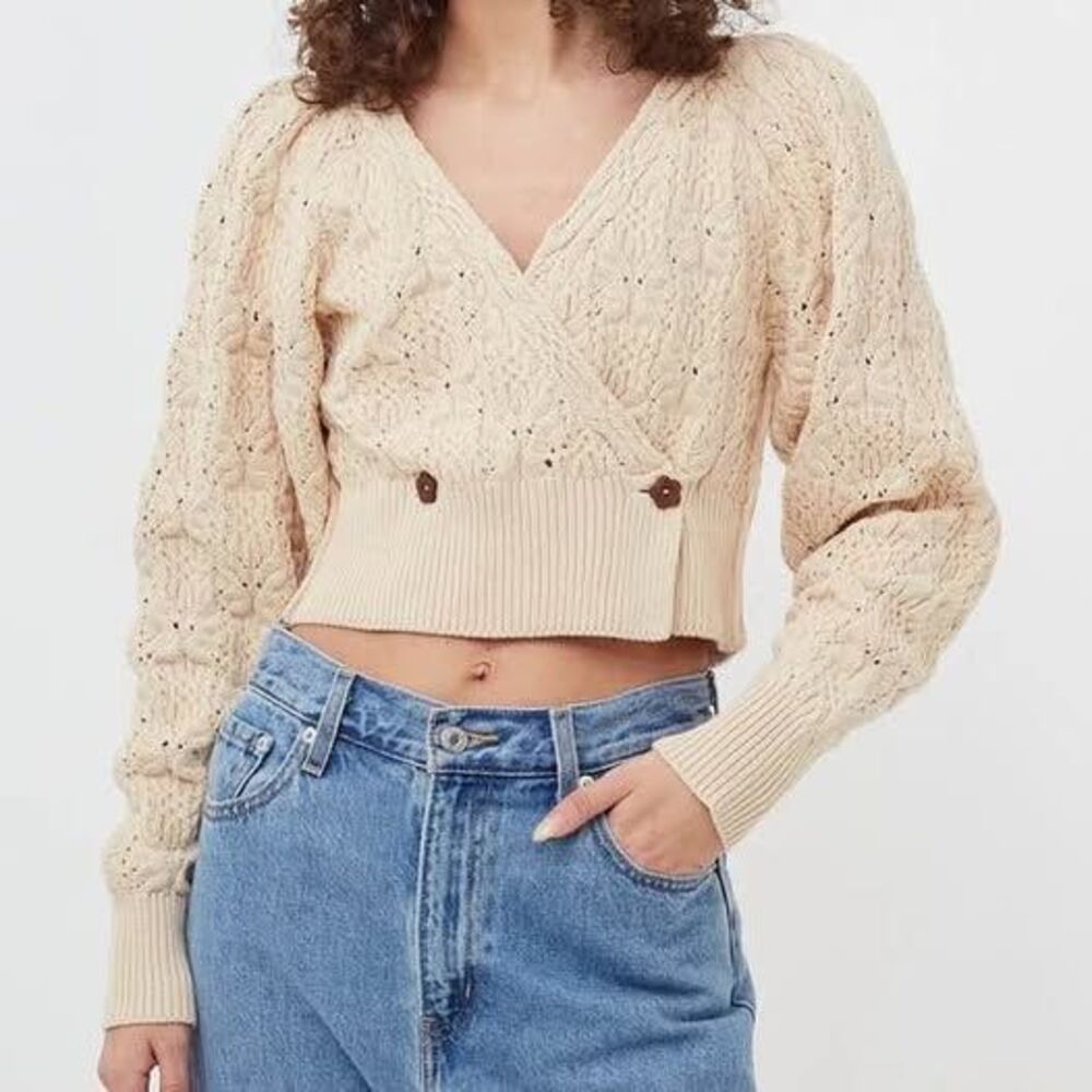 Free People Cable Knit Wrap Cardigan Size S